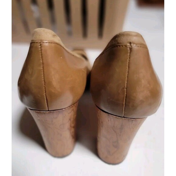 Banana Republic Shoes Women Brown Taupe Leather Suede  Open Toe Pump Heels Sz 10 - Picture 5 of 6